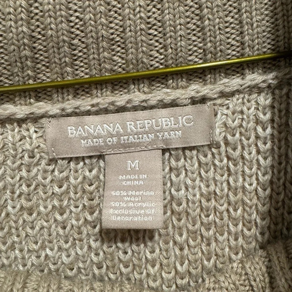 Banana Republic merino wool blend beige sweater pullover Italian yarn chunky USM - Picture 4 of 4